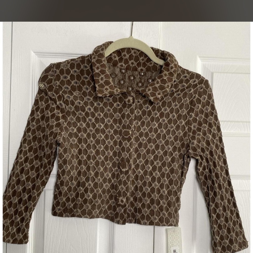 DEVON WINDSOR Brown Geometric Women's Blazer Lila Jacket in Coco Denim